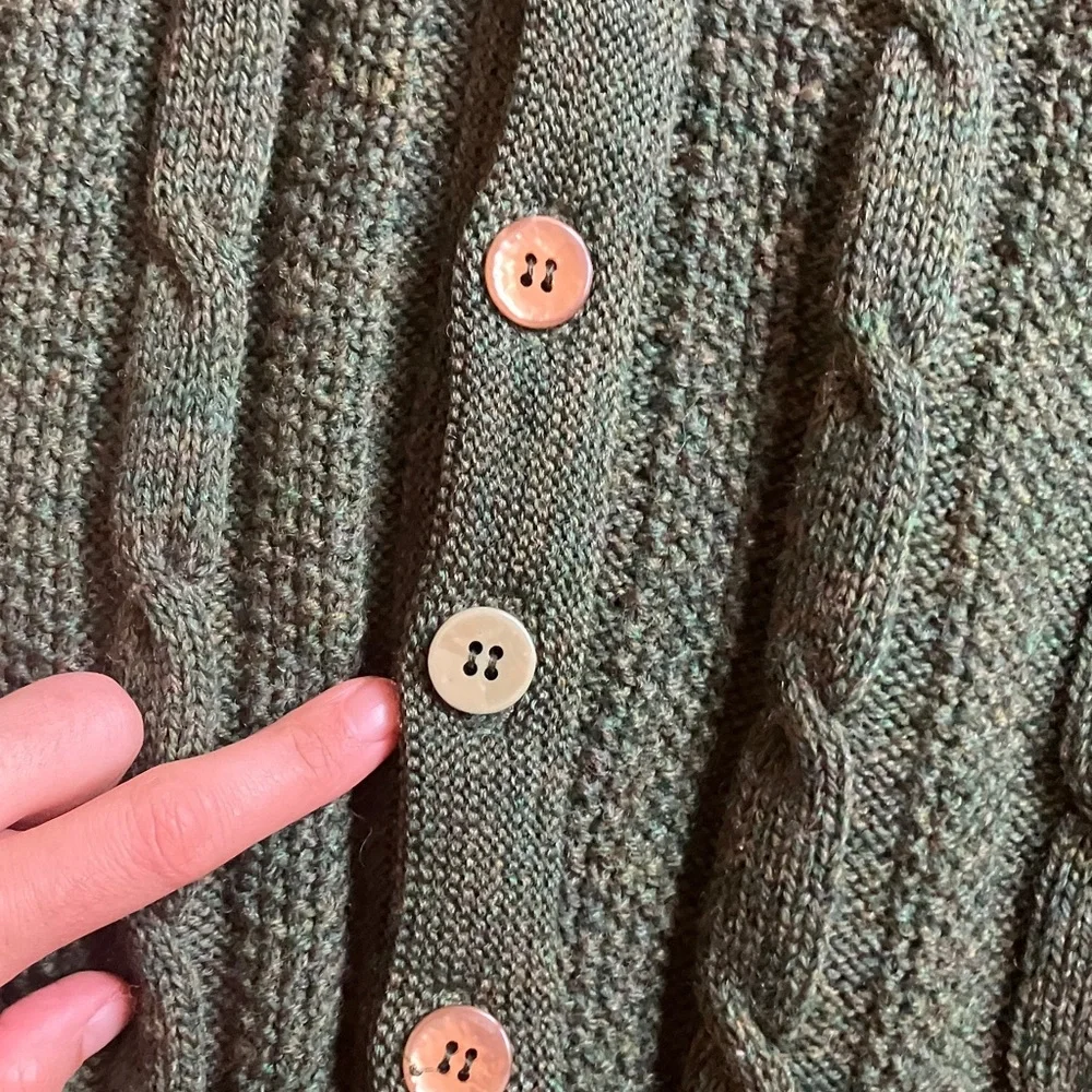 Vintage Pendleton Forest Green Cable Knit Cardigan - Picture 3 of 4